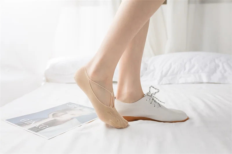 5 Pairs/Lot Socks for Women Butterfly Sexy Summer Thin Silicone Non-slip Boat Silk Socks Female Soft Breathable Invisible Sox