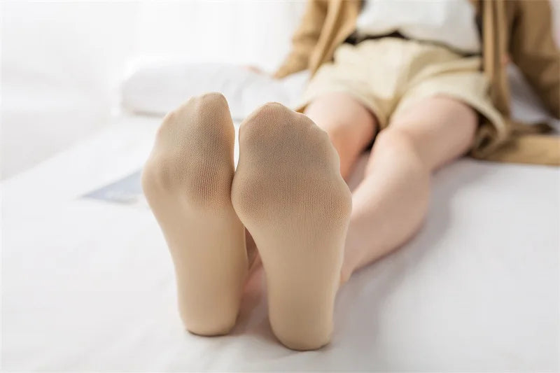 5 Pairs/Lot Socks for Women Butterfly Sexy Summer Thin Silicone Non-slip Boat Silk Socks Female Soft Breathable Invisible Sox